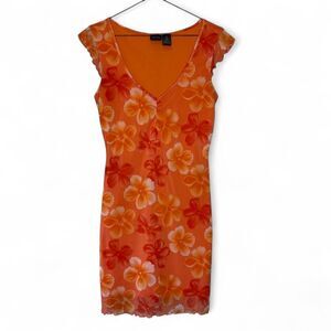 Xhilaration y2k Size Small Orange Floral Mini Dress